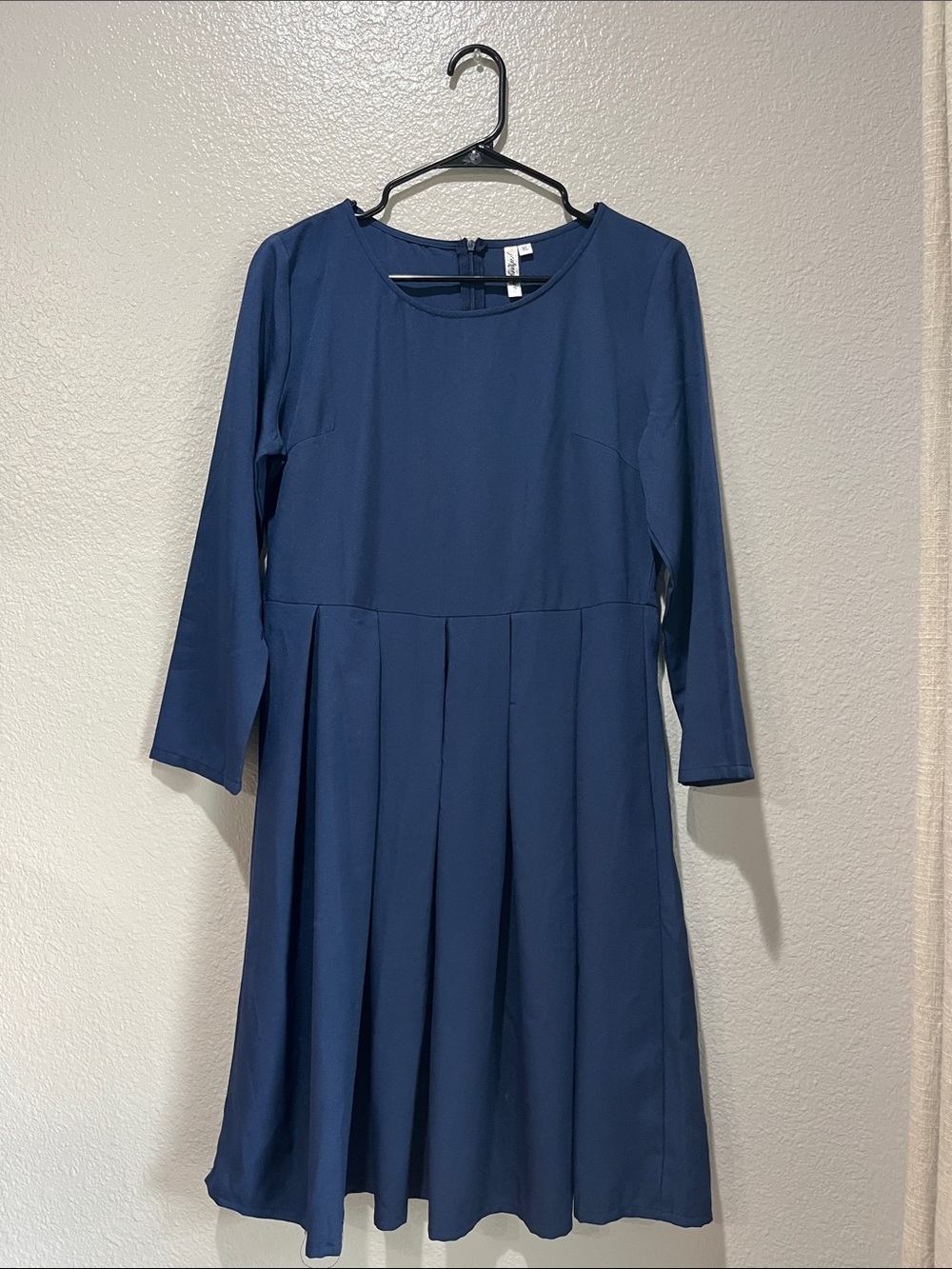 Journey Five Girls Navy Long-Sleeve Pleated Skirt Dress Sz XL Casual Lightweight